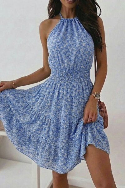 AuraWear Kadın beli lastikli mini süprem elbise