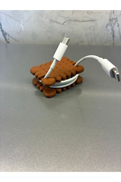 Edoka Tasarım Bisküvi Tasarımlı Kablo Düzenleyici - Nostaljik USB Kablo Koruy...