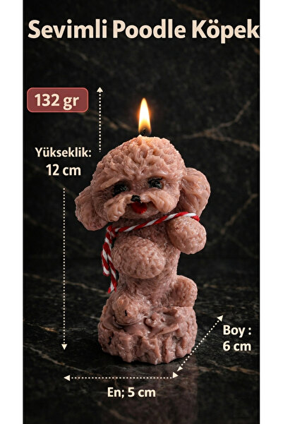 TuanaX Poodle Köpek Figürlü Heykel Mum 132 Gr. | Dekoratif Tasarım