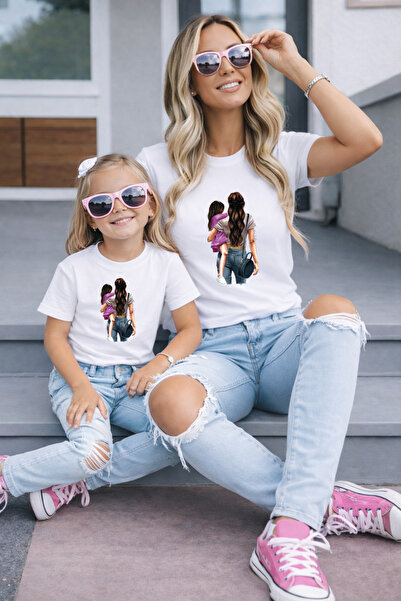 LORVEX Μπλουζάκι Mother Daughter Oversize T-Shirt Twin T-Shirt 100% Βαμβάκι Ά...