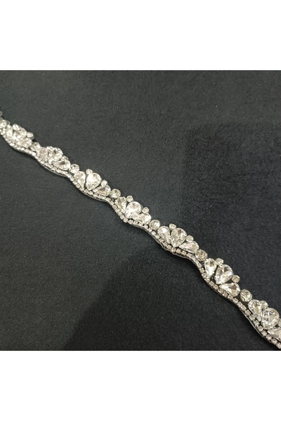 Leylak Store Kristal Taşlı Ütüyle Yapışan Aplik Şerit Abiye 50cm
