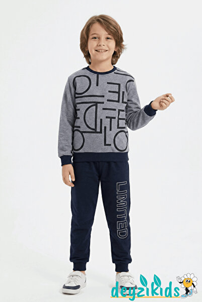 Deyzikids Mevsimlik Erkek Alt Üst Takım Harf Baskılı m01130 8-9-10-11-12 Yaş