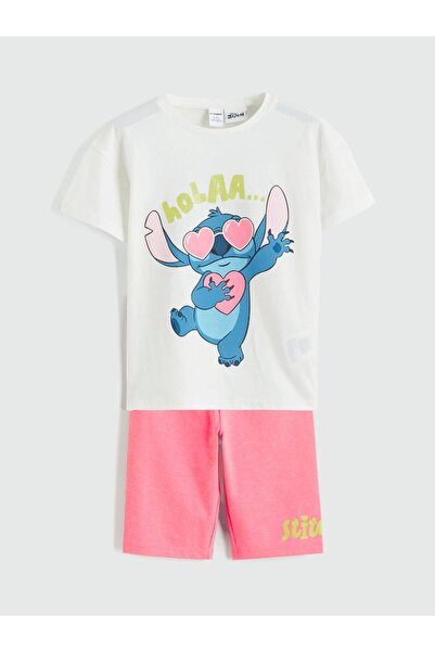 LC Waikiki Παιδικό σετ για κορίτσια LCW με στάμπα Lilo & Stitch