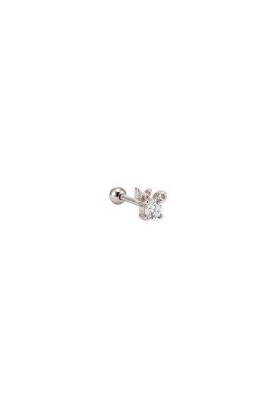 LéO Silver And More 925 Gümüş Kedi Figürlü Tragus Helix Kıkırdak Piercing Küpe