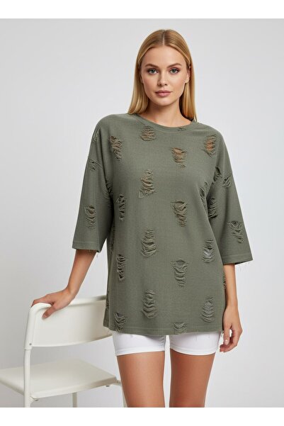 Noi Belis Πλεκτό T-Shirt με λαιμόκοψη ποδηλάτου σε εξαιρετικά μεγάλο μέγεθος ...