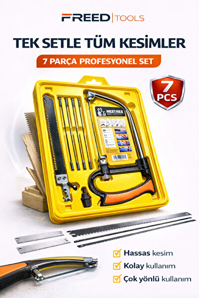 FREED TOOLS Kıl Testere Seti 7 Parça Profesyonel Ahşap Metal Kesim Testere Se...