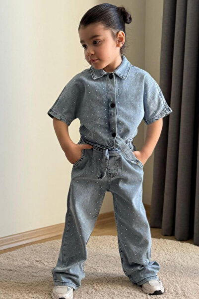 NOBLEKIDS Girl's Stoned Shirt and Pants Set Blue |