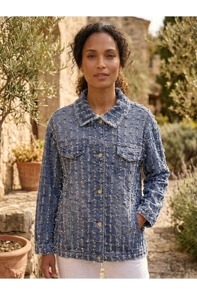 Rabiossa Kadın Shine Taş İşlemeli Denim Ceket