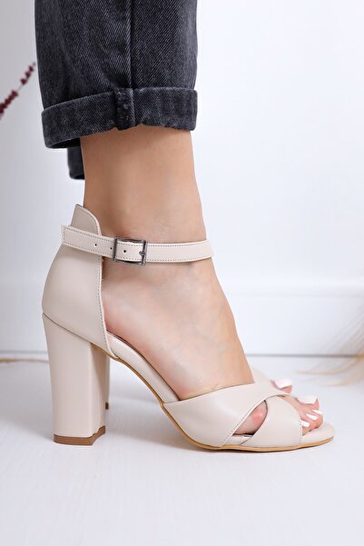 Moda Eleysa Jany Heeled Skin Skin Shoes