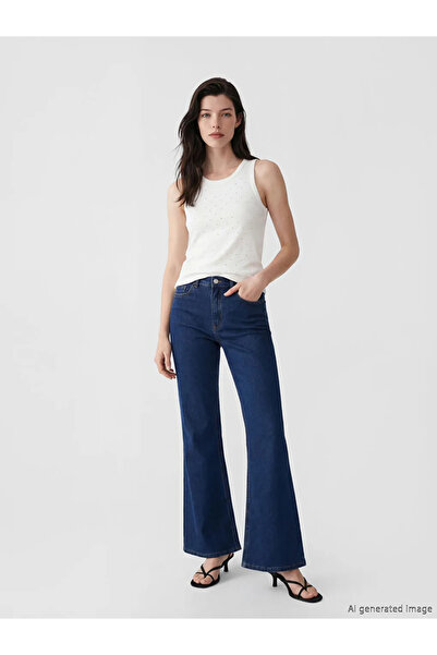 LC Waikiki LCW Comfort Indigo Flare Kadın Jean Pantolon