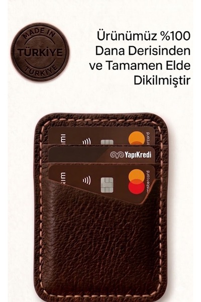 leathermood % 100 Hakiki Deri El Yapımı İtalyan Kartlık Minimalist Tasarım