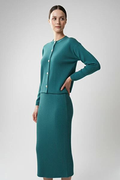 MODANI SEÇ Women's Cardigan Dress Two-Piece Set - Turquoise