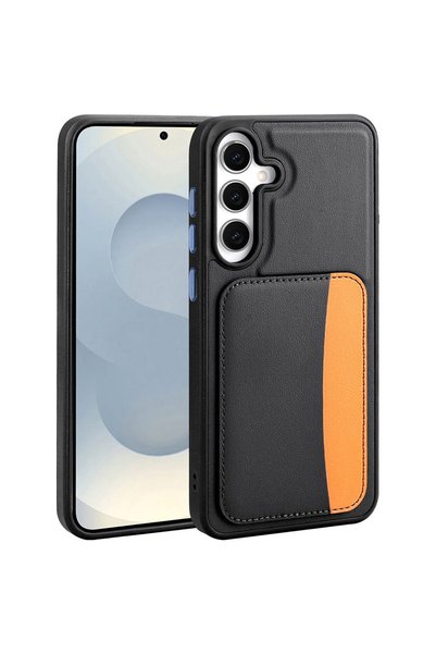Vendas Galaxy S25 Fe Case with Card Holder Zore X-Kart Silicone Cover + Camera Lens + Ghost Screen Protector
