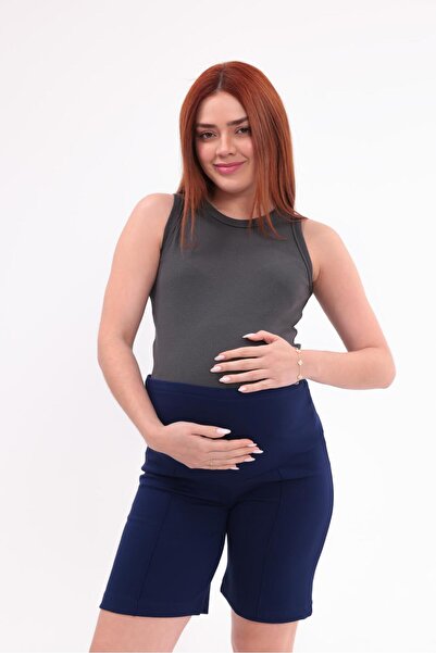 SERRAXXL Σορτς Βερμούδα εγκυμοσύνης Palazzo (άνετη εφαρμογή) με λεπτομέρεια ρ...