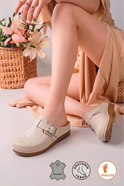 AlbiShoes Γυναικείες ανατομικές παντόφλες με κλειστή αγκράφα στο μπροστινό μέ...