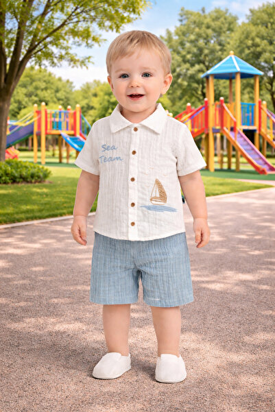 Baby hi Baby Boy Muslin Set Blue 9 12 18 Months Holiday Set