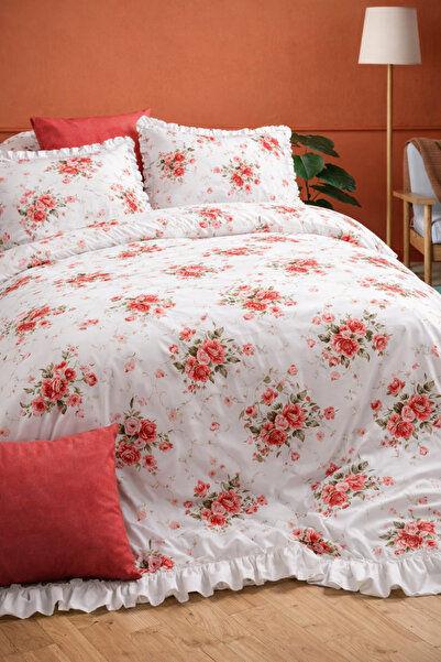 GÖRMEZ TEKSTİL Meltem- Σετ Παπλωματοθήκης Διπλού Μεγέθους με Βολάν από Φυσικό...