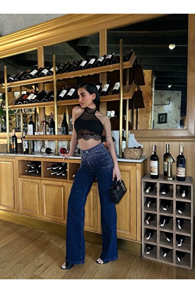 Weekeep Στρας-διακοσμημένη Premium Τζιν ΣΟΡΤΣ ΦΟΥΣΤΑ Y2K