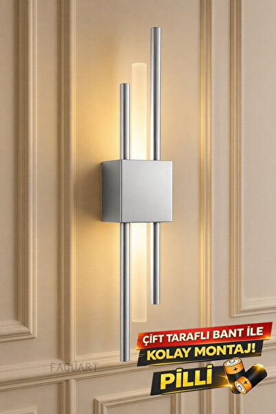 FagüArt Pilli Modern Çift Yönlü Dekoratif Duvar Aydınlatması Aplik Gece Lamba...