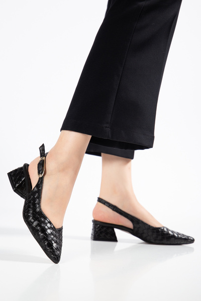 SHESTORE Knitted Patterned Women's Classic Shoes with Heel Heel 3 cm