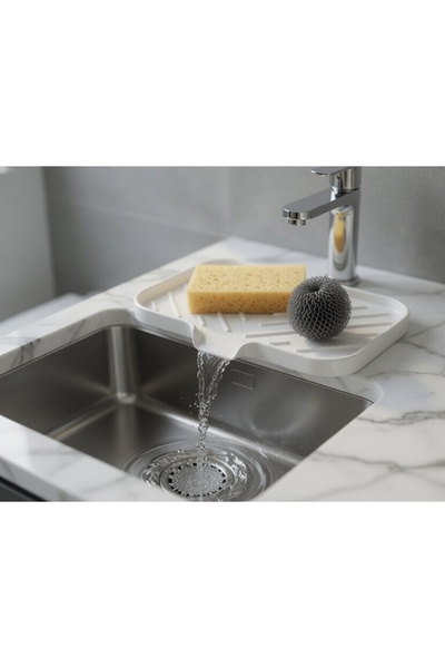Rapithwin Sink Side Sponge Holder – Dish Sponge and Wire Brush Holder with Wa...