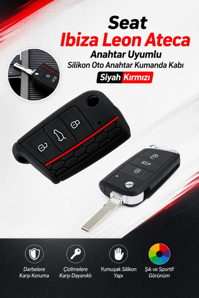 Universal Seat Ibiza Leon Ateca Sustalı Anahtar Uyumlu Silikon Oto Anahtar Ku...