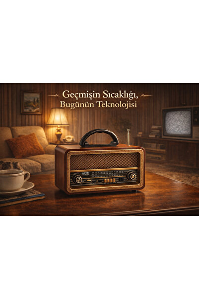 TeknolojiSA NS-8070BT Nostaljik Radyo Görünümlü Bluetooth Hoparlör | USB/TF/A...