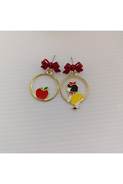 GlaMLo Accessories Cercei jucăuși cu fundiță roșie și design măr & personaj 6...