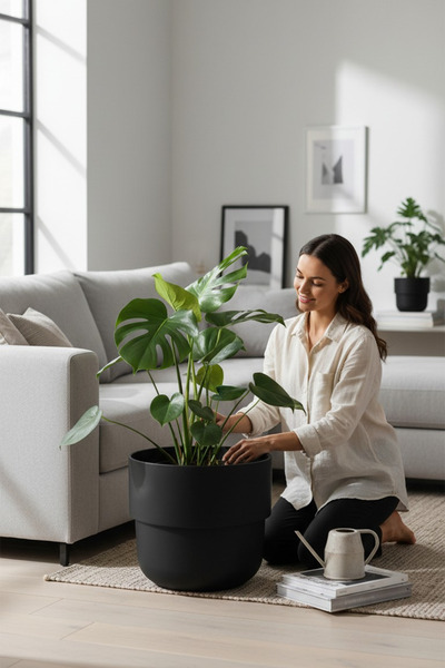 TEMMUZ HOME Kuple Premium Serisi 26 Lt Modern Tasarım Saksı - Salon ve Balkon...