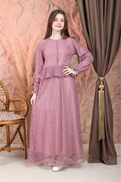 Buket Tekstil ΚΟΡΙΤΣΙΣΤΙΚΟ ΦΟΡΕΜΑ ΜΕ ΡΟΖ ΤΟΥΛΙ ΚΑΙ ΛΕΠΤΟΜΕΡΕΙΕΣ ΣΤΑ ΚΟΥΜΠΙΑ