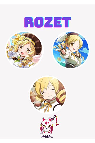 Hara Company Madoka Magica Animesi Mami Tomoe Anime Rozet Seti 3’lü