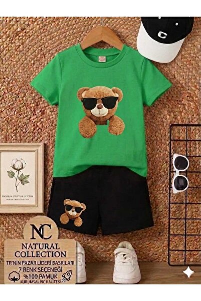 Nice Clothes Tricou și pantaloni scurți de vară pentru copii, unisex (Ursuleț...