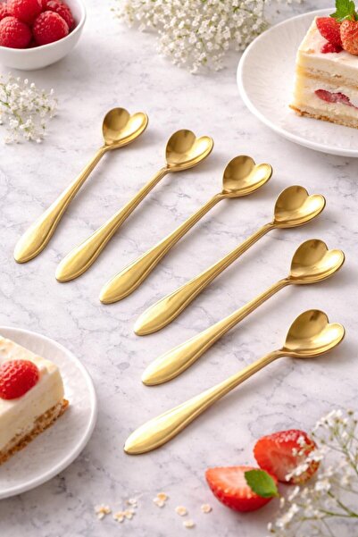 Senin Dükkanın 6'lı Elegance Serisi Çay & Kahve Kaşığı Gold Velvet Model