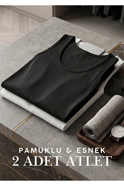 QKK Ανδρικό Σετ Φανελάκια 2 τεμαχίων από Βαμβάκι Lycra - Ελαστικό και μαλακό ...