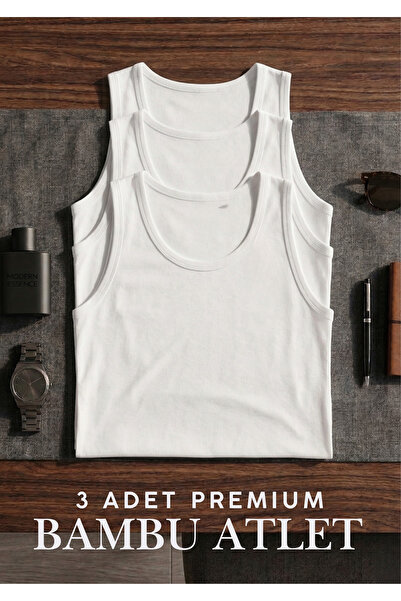 QKK Ανδρικό σετ 3 τεμαχίων από λευκό βαμβακερό εσώρουχο από μπαμπού - Εσώρουχ...