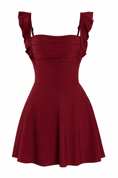 Edela Μαύρο φόρεμα με λεπτομέρεια ντραπέ και σορτς με τιράντες