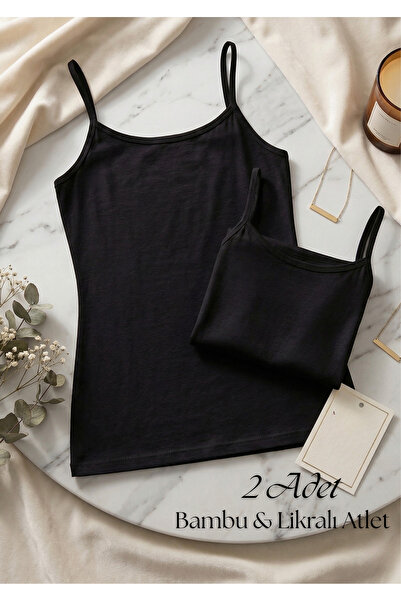 QKK Γυναικείο Σετ 2 τεμαχίων Μαύρο Αθλητικό Τοπ από Μπαμπού Λύκρα με Λεπτές Τ...