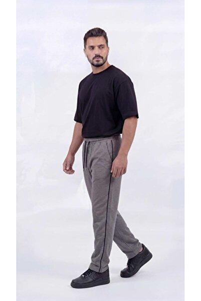 zazzia Men's Comfortable Fit Baggy Wide-Leg Sweatpants with Side Piping