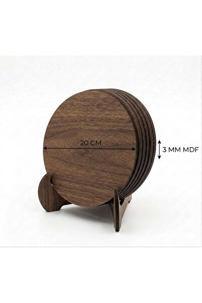 MRX -HOME 20 CM 6’lı Yuvarlak MDF Nihale Seti | Çaydanlık French Press Altlığ...