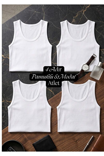 QKK Ανδρικά εσώρουχα από λευκό βαμβάκι Modal, σετ 4 τεμαχίων - Εσώρουχα Premi...