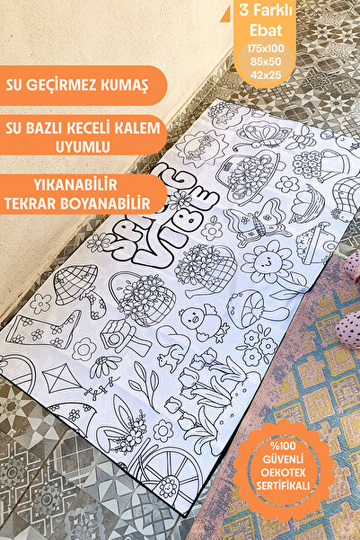 GIMOSA Kids Su Geçirmez Yıkanabilir Boyama Örtüsü, 3 Farklı Ebatta, Eğitici Ç...