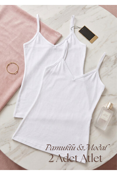 QKK Γυναικείο σετ 2 τεμαχίων από βαμβακερό μοντάλ εσώρουχο με λεπτές τιράντες...