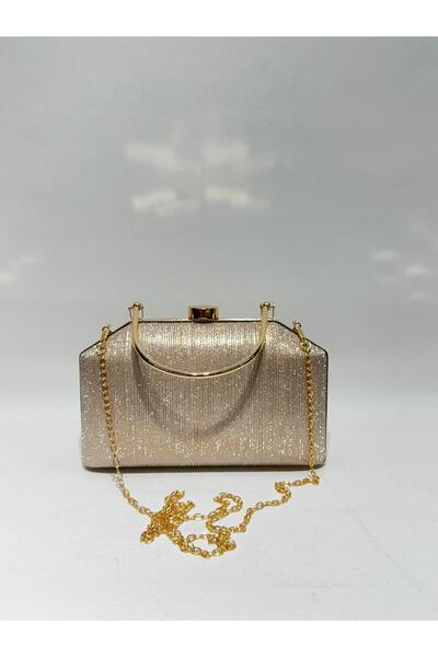 womenacs Χρυσόχρωμο ύφασμα λέιζερ με κυματιστή γκλίτερ βραδινή τσάντα για φόρ...