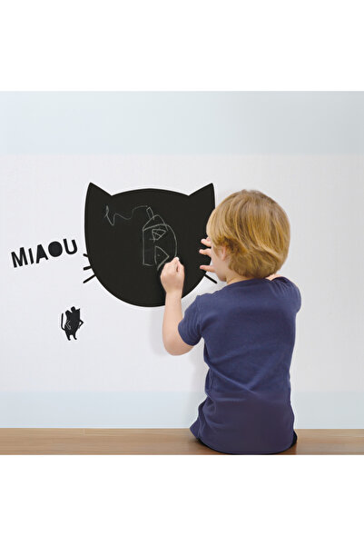 PETIT-ATELlER Cat Shaped Chalkboard Wall Sticker Set Kids Bedroom Blackboard ...
