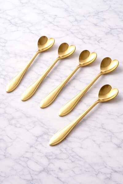Senin Dükkanın Set of 6 Elegance Series Tea & Coffee Spoons Gold Velvet Model
