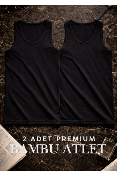 QKK Ανδρικό σετ 2 τεμαχίων από μαύρο βαμβακερό μπαμπού εσώρουχο - Εσώρουχο υψ...