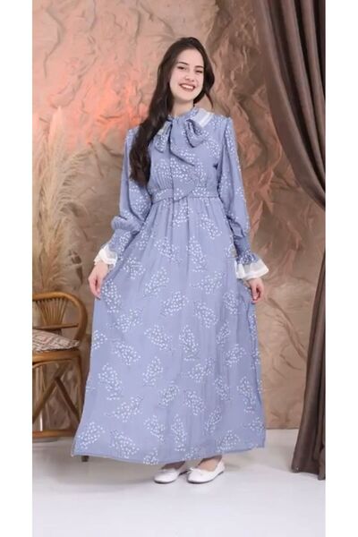 Buket Tekstil ΚΟΡΙΤΣΙΣΤΙΚΟ ΦΟΡΕΜΑ ΜΕ ΜΠΛΕ ΛΟΥΛΟΥΔΑΤΟ ΣΧΕΔΙΟ ΚΑΙ ΛΕΠΤΟΜΕΡΕΙΕΣ ...