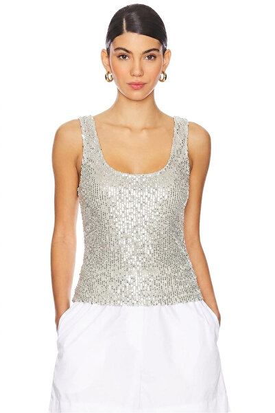 AFR CLOTHES Γυναικεία καλοκαιρινή μπλούζα με παγιέτες και λαιμόκοψη U - Με εσ...