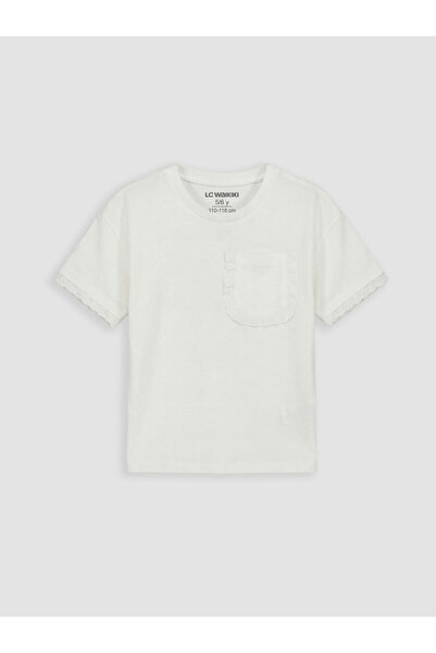 LC Waikiki Vizyon New Season Crew Neck Ruffle Detailed Girls' T-Shirt