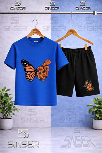 SS SİNSER Παιδικό μπλουζάκι με στάμπα BUTTRFLY ORANGE WING FLOWER με λαιμόκοψ...